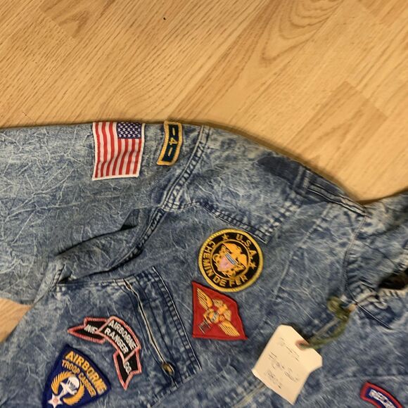 Vintage Chemin De Fer Jumpsuit Womens Small Acid Wash Flight Suit Patches 80s - Picture 12 of 16